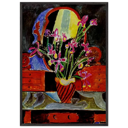 VASE OF IRISES 1912 - Henri Matisse 70x100 cm / 28x40 inches Framed Art Print – Black Wooden Frame
