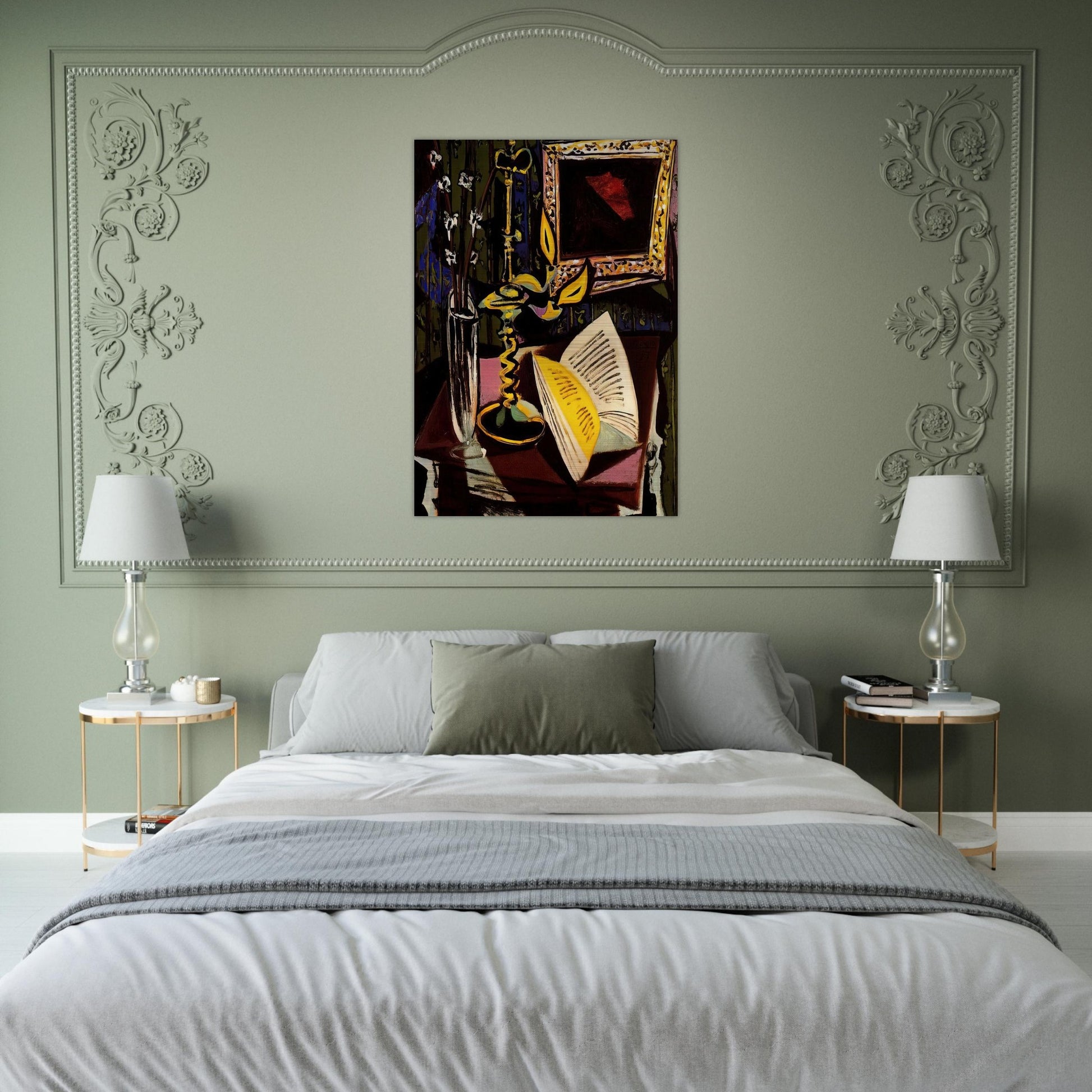 Still life with candlestick - 1937 - Pablo Picasso Brushed Aluminum Print - 70x100 cm / 28x40 inches | Pablo Picasso Aluminum Print | Pablo Picasso Prints