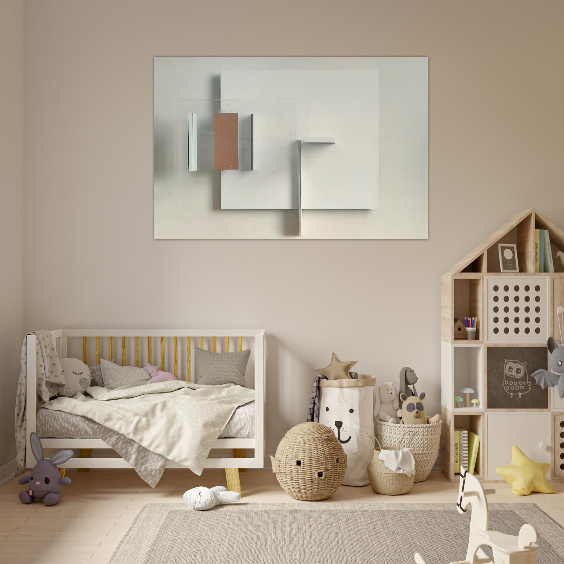 Abstract in White, Black and Ochre - 1962 - Victor Pasmore Art Prints - 100x150 cm / 40x60″ inches | Victor Pasmore Poster | Victor Pasmore Prints