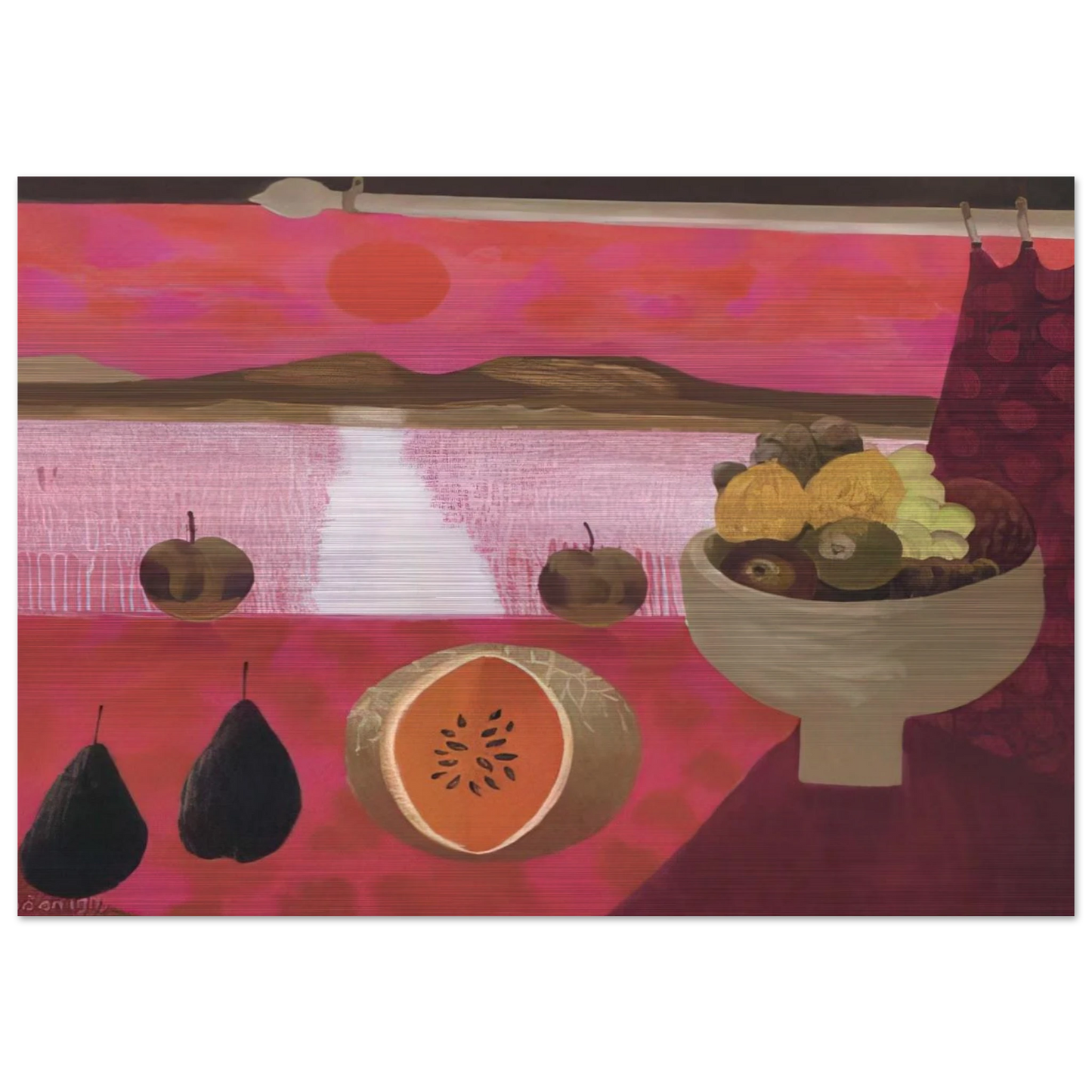 Still life with fruit - 1997 - Mary Fedden Brushed Aluminum Print - 70x100 cm / 28x40 inches | Mary Fedden Aluminum Print | Mary Fedden Prints