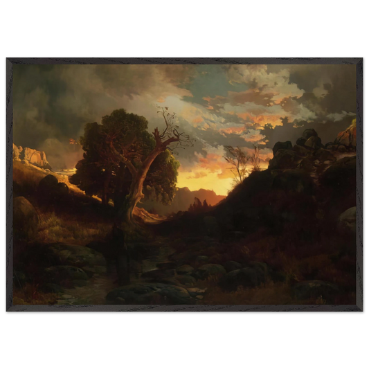 The Evening Hunter - Thomas Moran 70x100 cm / 28x40 inches Framed Art Print – Black Wooden Frame