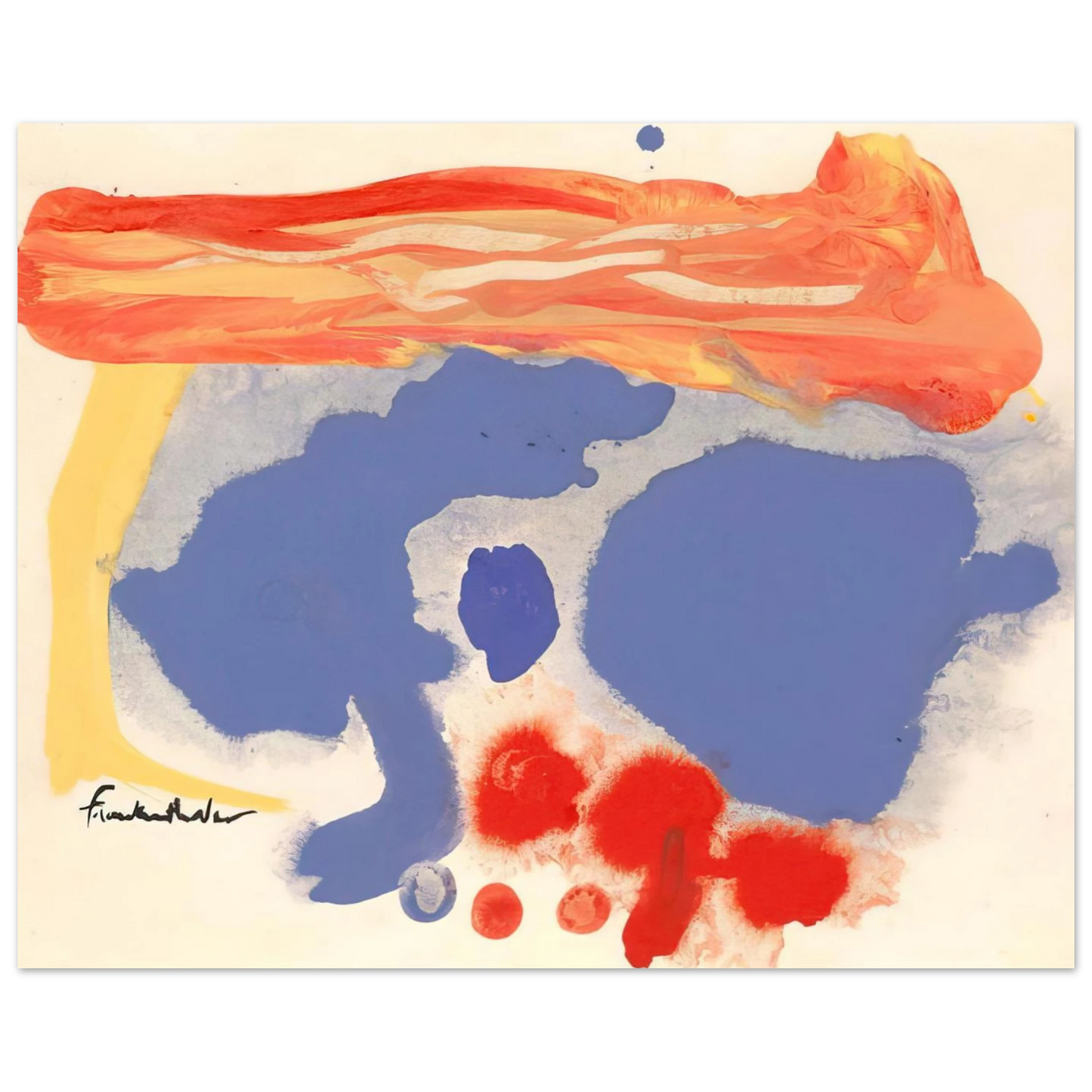 Helen Frankenthaler - Summerscene, Provincetown - 1961 Wall art - 20x25 cm / 8x10 inches - Premium Wooden Framed Poster With Fine Art Paper-canvas - Black frame