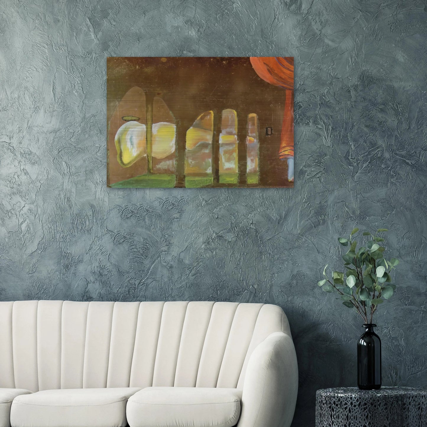 GREAT TAPEWORM MASTURBATOR APPEARS BEHIND ARCADES - Salvador Dali Brushed Aluminum Print - 70x100 cm / 28x40 inches | Salvador Dali Aluminum Print | Salvador Dali Prints