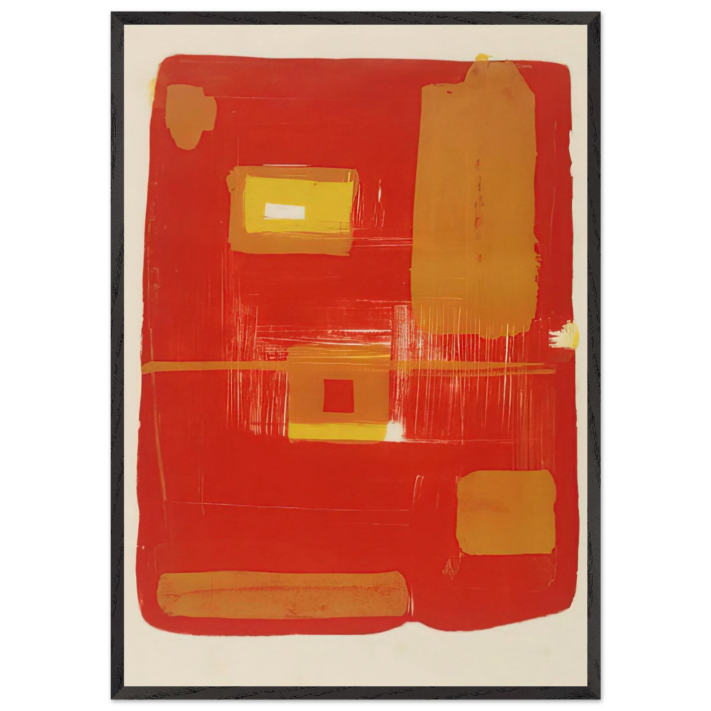 Red and Yellow Image - 1958 - Patrick Heron 70x100 cm / 28x40 inches Framed Art Print – Black Wooden Frame