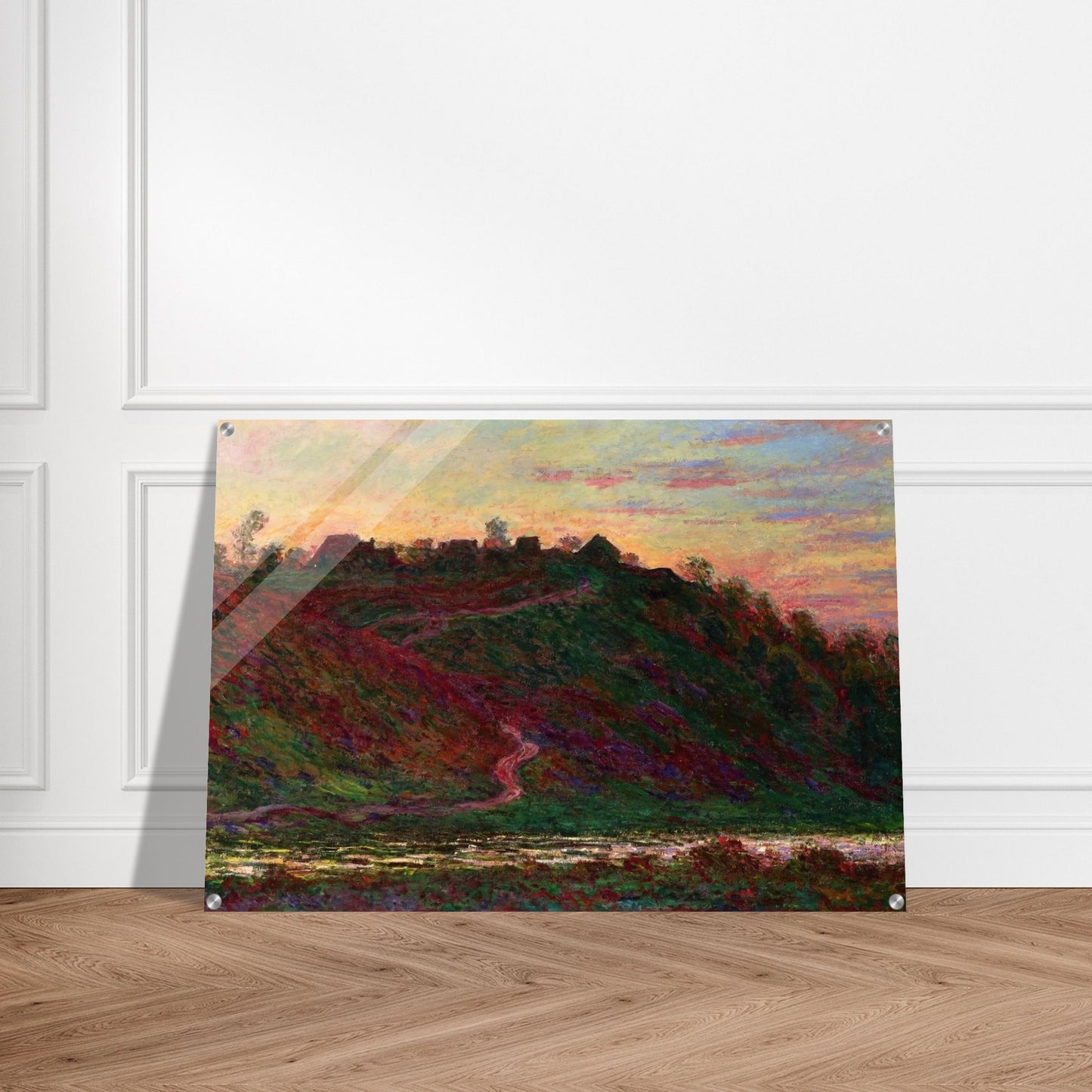 The Village of La Roche-Blond, Sunset - claude monet Acrylic Print - 70x100 cm / 28x40″ inches | claude monet Wall Art | claude monet Prints