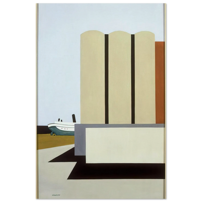 Boat and Grain Elevators No. 2 - 1942 - Ralston Crawford Art Prints - 100x150 cm / 40x60″ inches | Ralston Crawford Poster | Ralston Crawford Prints