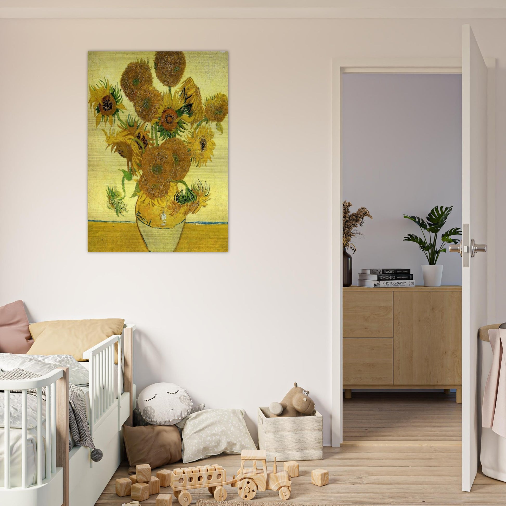 Still Life - Vase with Fifteen Sunflowers - Vincent van Gogh Brushed Aluminum Print - 70x100 cm / 28x40 inches | Vincent van Gogh Aluminum Print | Vincent van Gogh Prints