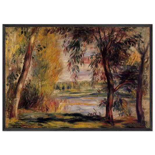 Trees by the Water N2 - Pierre-Auguste Renoir 70x100 cm / 28x40 inches Framed Art Print – Black Wooden Frame