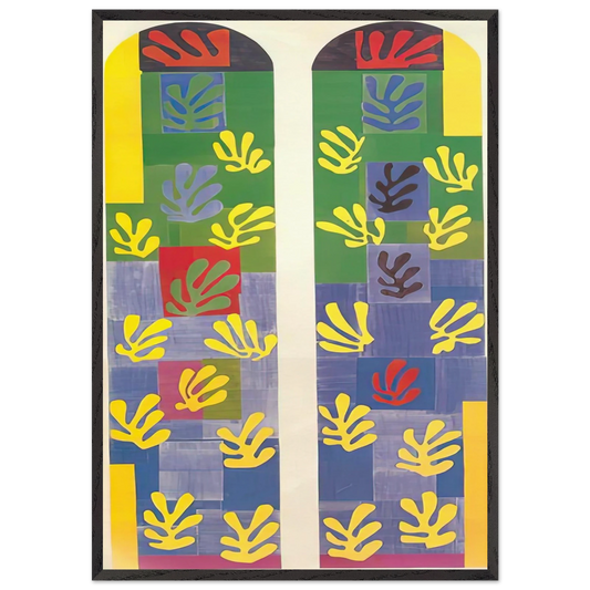 STAINED GLASS WINDOW WINDOW OF THE ABSIDE OF THE ROSARY CHAPEL 1949 - Henri Matisse 70x100 cm / 28x40 inches Framed Art Print – Black Wooden Frame