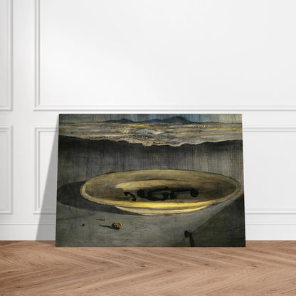 LANDSCAPE WITH TELEPHONES ON A PLATE - Salvador Dali Brushed Aluminum Print - 70x100 cm / 28x40 inches | Salvador Dali Aluminum Print | Salvador Dali Prints