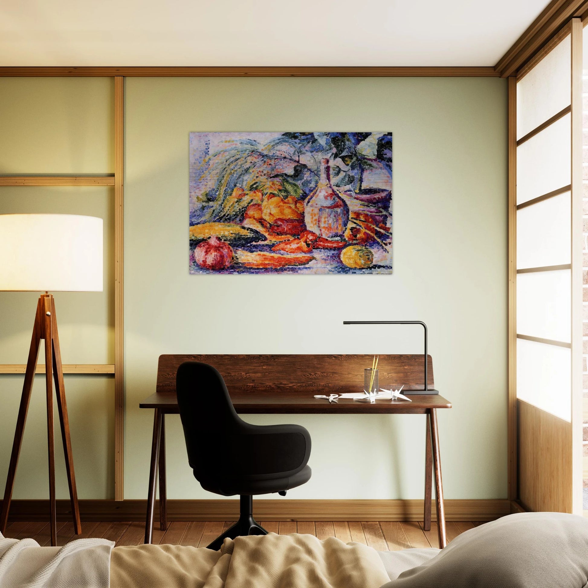 Still Life with Bottle of Wine - Henri-Edmond Cross Brushed Aluminum Print - 70x100 cm / 28x40 inches | Henri-Edmond Cross Aluminum Print | Henri-Edmond Cross Prints