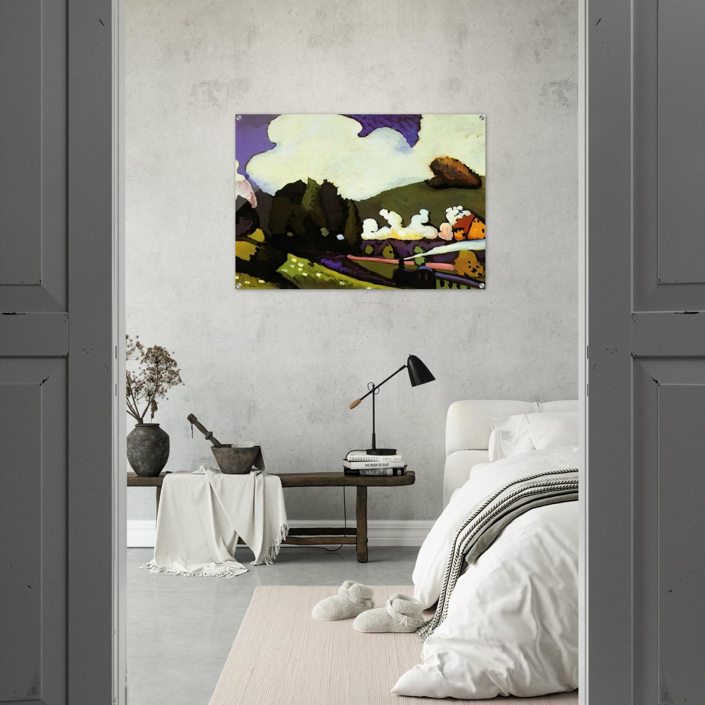 LANDSCAPE WITH A STEAM LOCOMOTIVE 1909 - Wassily Kandinsky Acrylic Print - 70x100 cm / 28x40″ inches