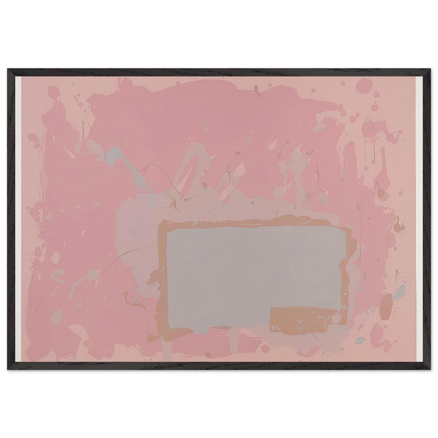 Grey  Blue on Pink - 1971 - John Hoyland 70x100 cm / 28x40 inches Framed Art Print – Black Wooden Frame