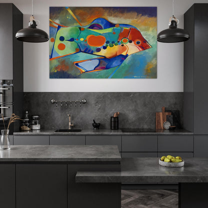 Fish - Naïve Art Primitivism - Aldemir Martins Art Prints - 100x150 cm / 40x60″ inches | Aldemir Martins Poster | Aldemir Martins Prints