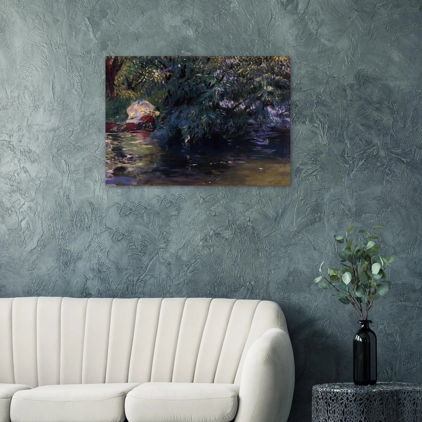 A Backwater, Calcot Mill near Reading - John Singer Sargent Brushed Aluminum Print - 70x100 cm / 28x40 inches | John Singer Sargent Aluminum Print | John Singer Sargent Prints
