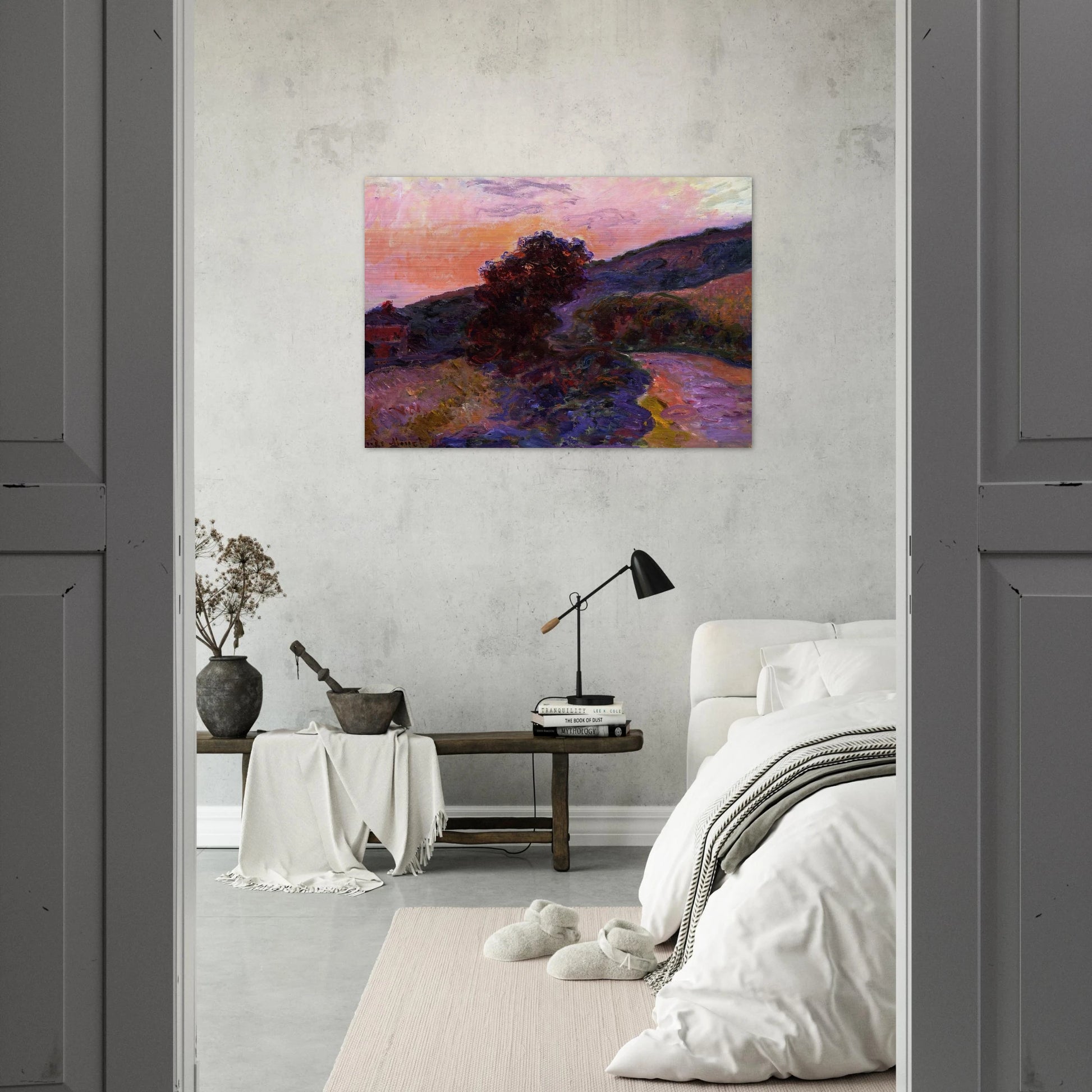 Sunset at Giverny - claude monet Brushed Aluminum Print - 70x100 cm / 28x40 inches | claude monet Aluminum Print | claude monet Prints