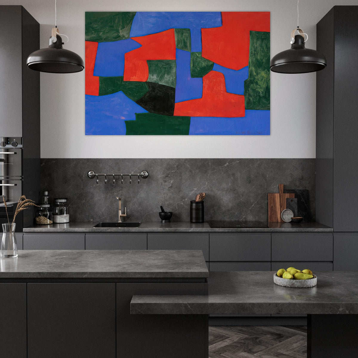 Composition abstraite - 1959 - Serge Poliakoff Art Prints - 100x150 cm / 40x60″ inches | Serge Poliakoff Poster | Serge Poliakoff Prints
