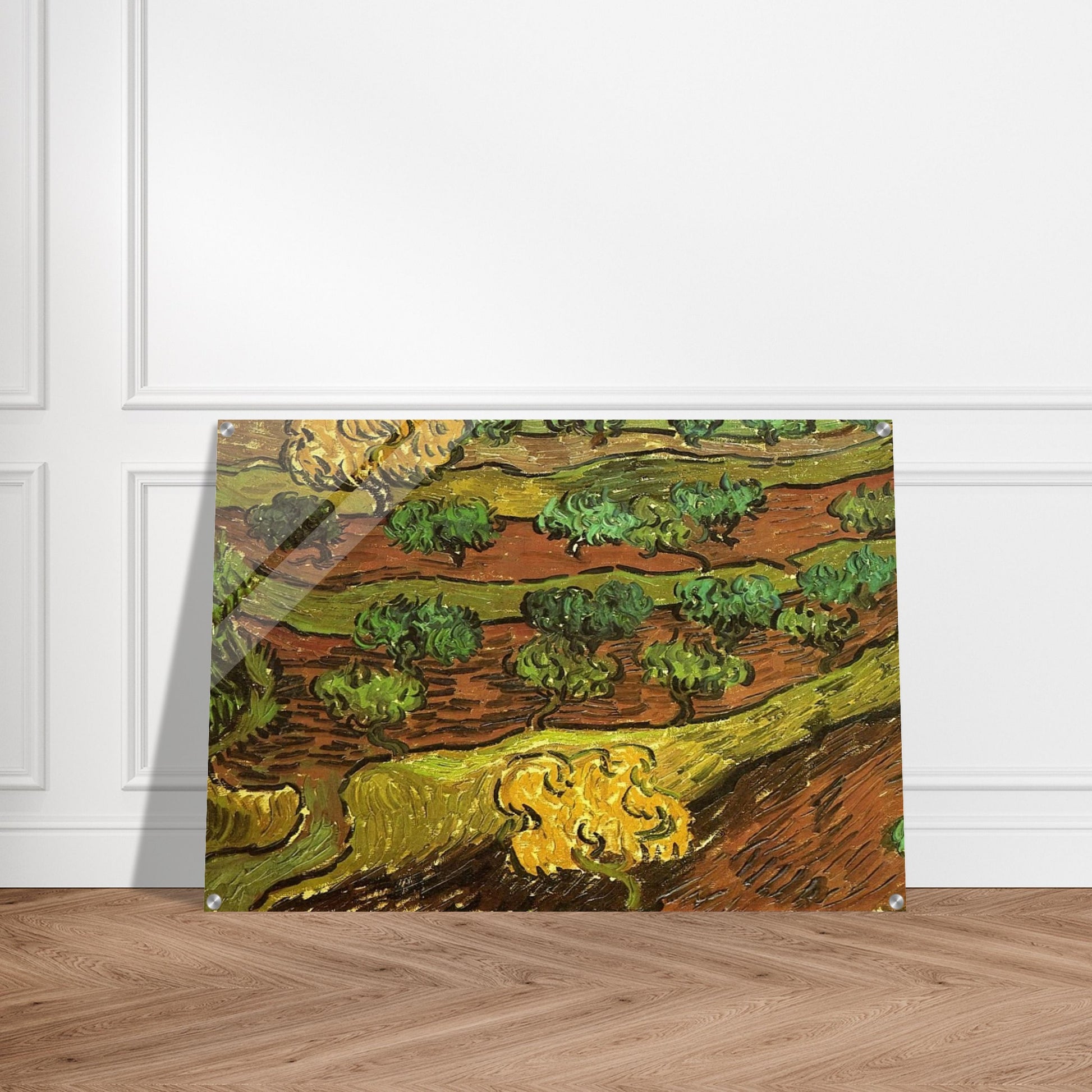 Olive Trees against a Slope of a Hill - Vincent van Gogh Acrylic Print - 70x100 cm / 28x40″ inches | Vincent van Gogh Wall Art | Vincent van Gogh Prints