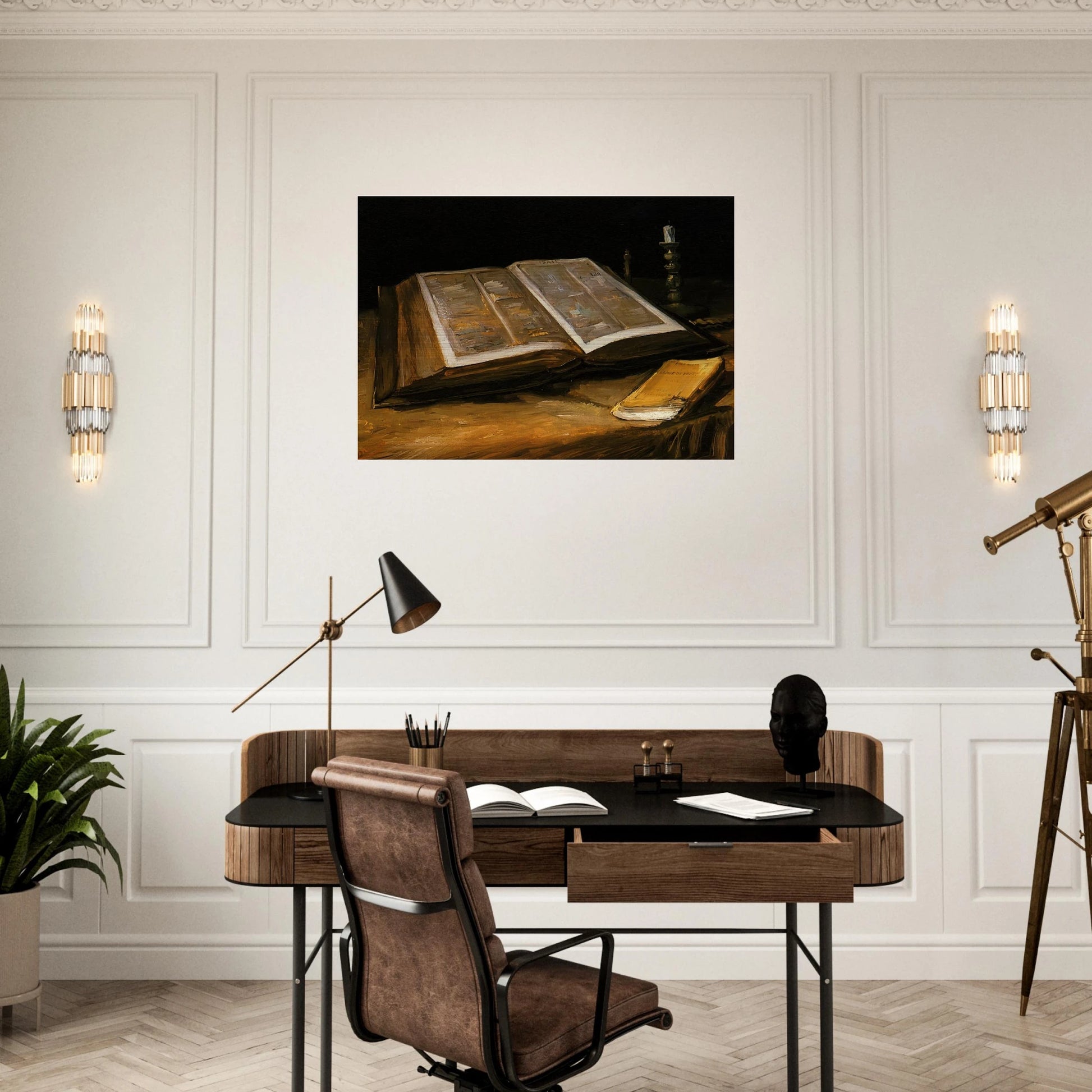 Still Life with Bible - Vincent van Gogh Brushed Aluminum Print - 70x100 cm / 28x40 inches | Vincent van Gogh Aluminum Print | Vincent van Gogh Prints