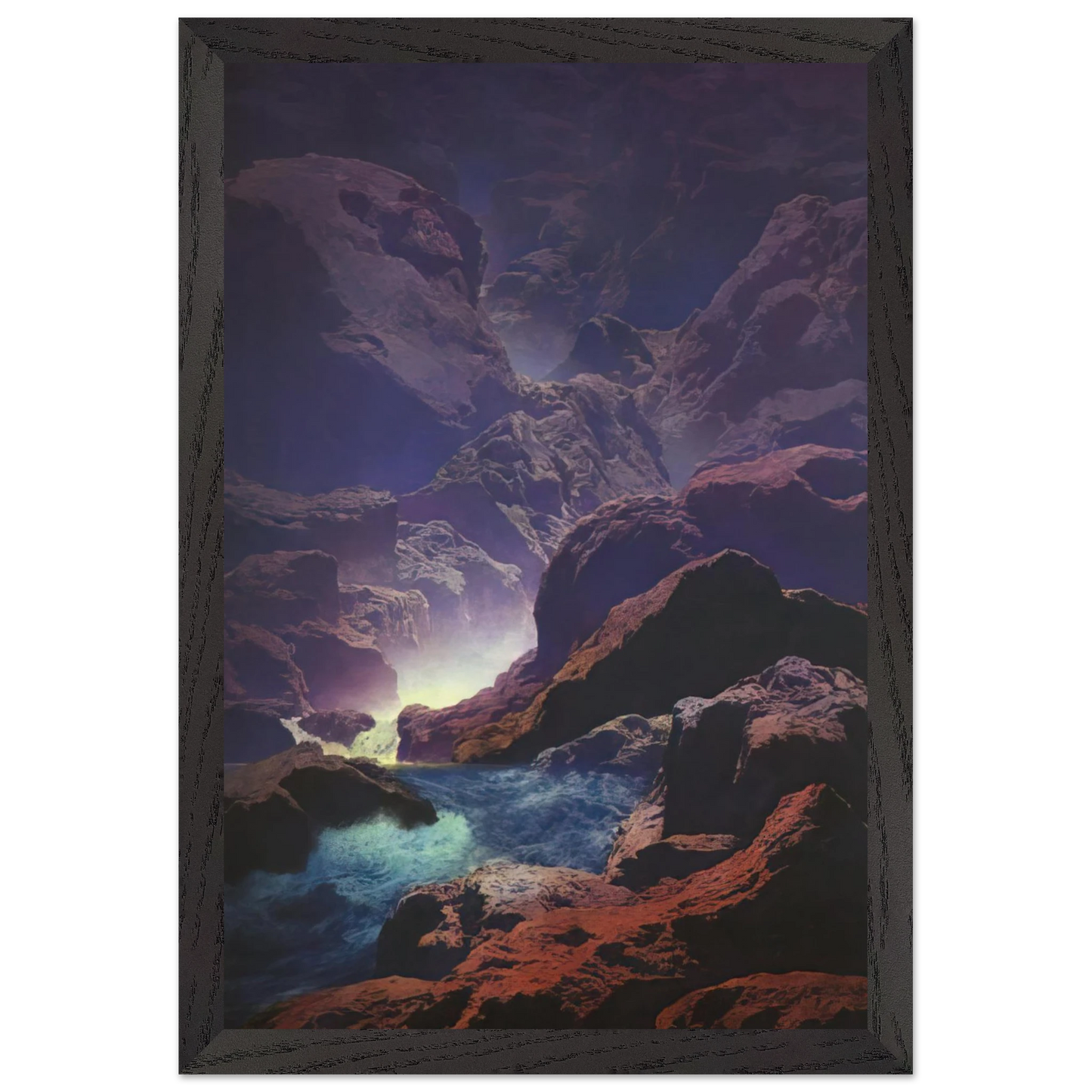 Maxfield Parrish - Moonlight Wall Art - 60x80 cm / 24x32 inches - Premium Wooden Framed Poster With Fine Art Paper-canvas - Wood frame
