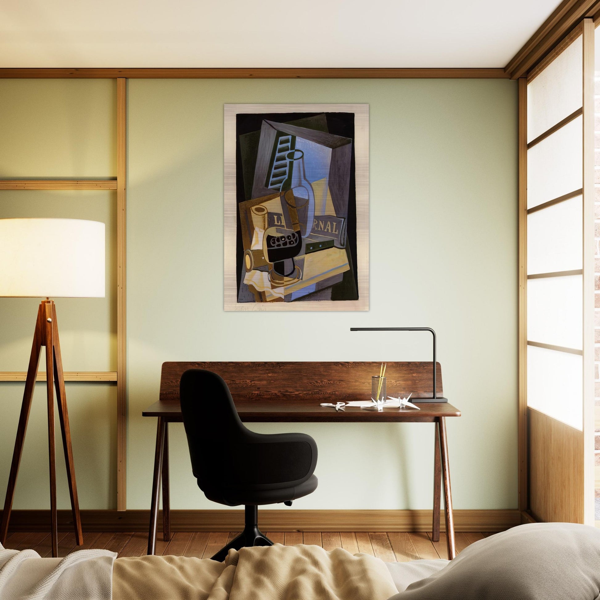 STILL LIFE IN FRONT OF THE WIINDOW 1922 - Juan Gris Brushed Aluminum Print - 70x100 cm / 28x40 inches | Juan Gris Aluminum Print | Juan Gris Prints