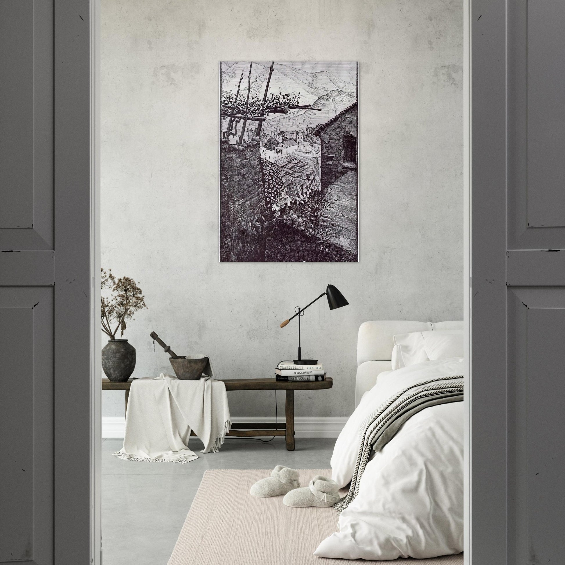 THE HAMLET OF TURELLO SOUTHERN ITALY - MC Escher Brushed Aluminum Print - 70x100 cm / 28x40 inches | MC Escher Aluminum Print | MC Escher Prints