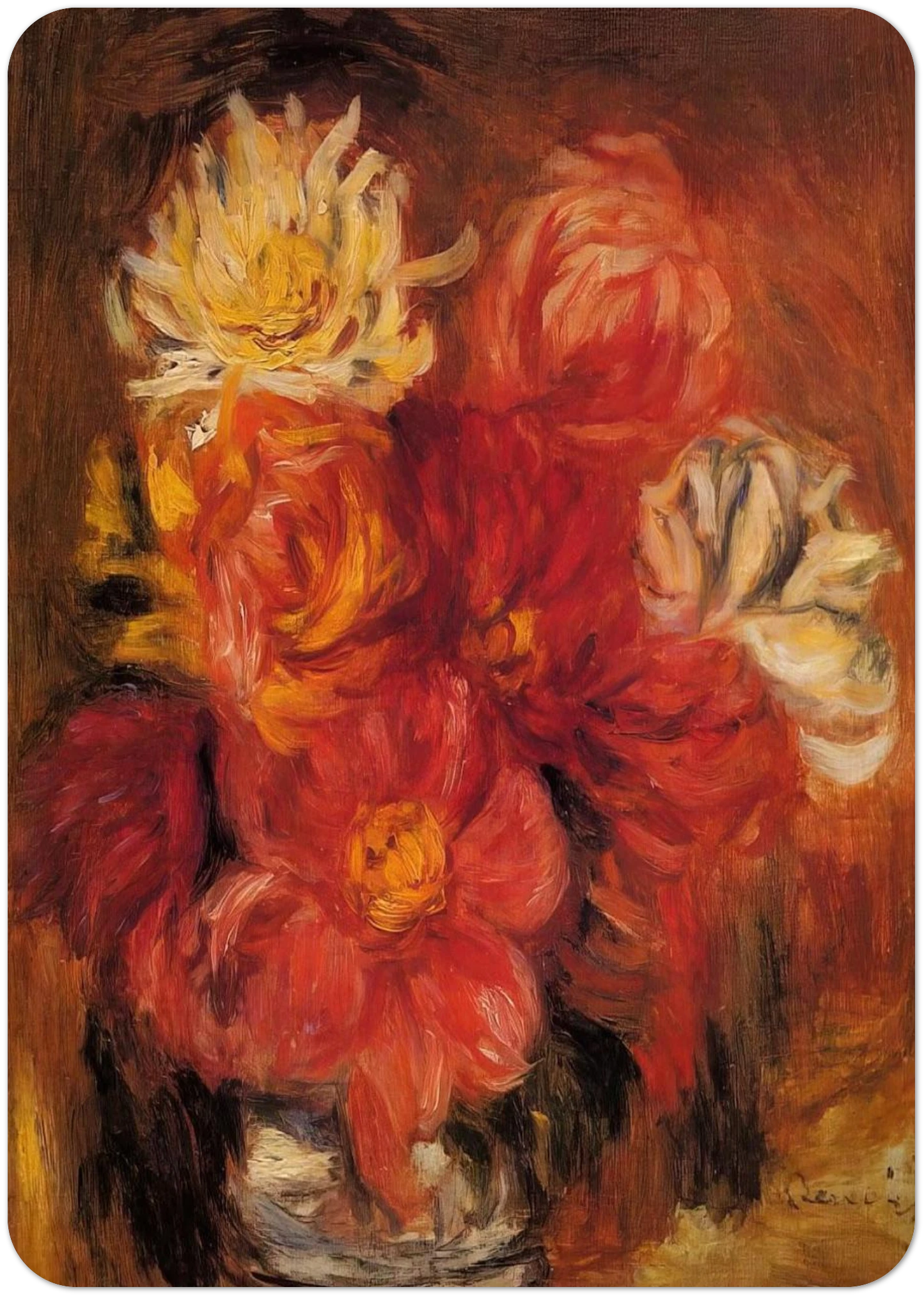 Dahlias By Pierre-Auguste Renoir Pack of 10 Post Cards | Pierre-Auguste Renoir Post Cards | A6 (10.5 x 14.8 cm) - 4.1 x 5.8 inches