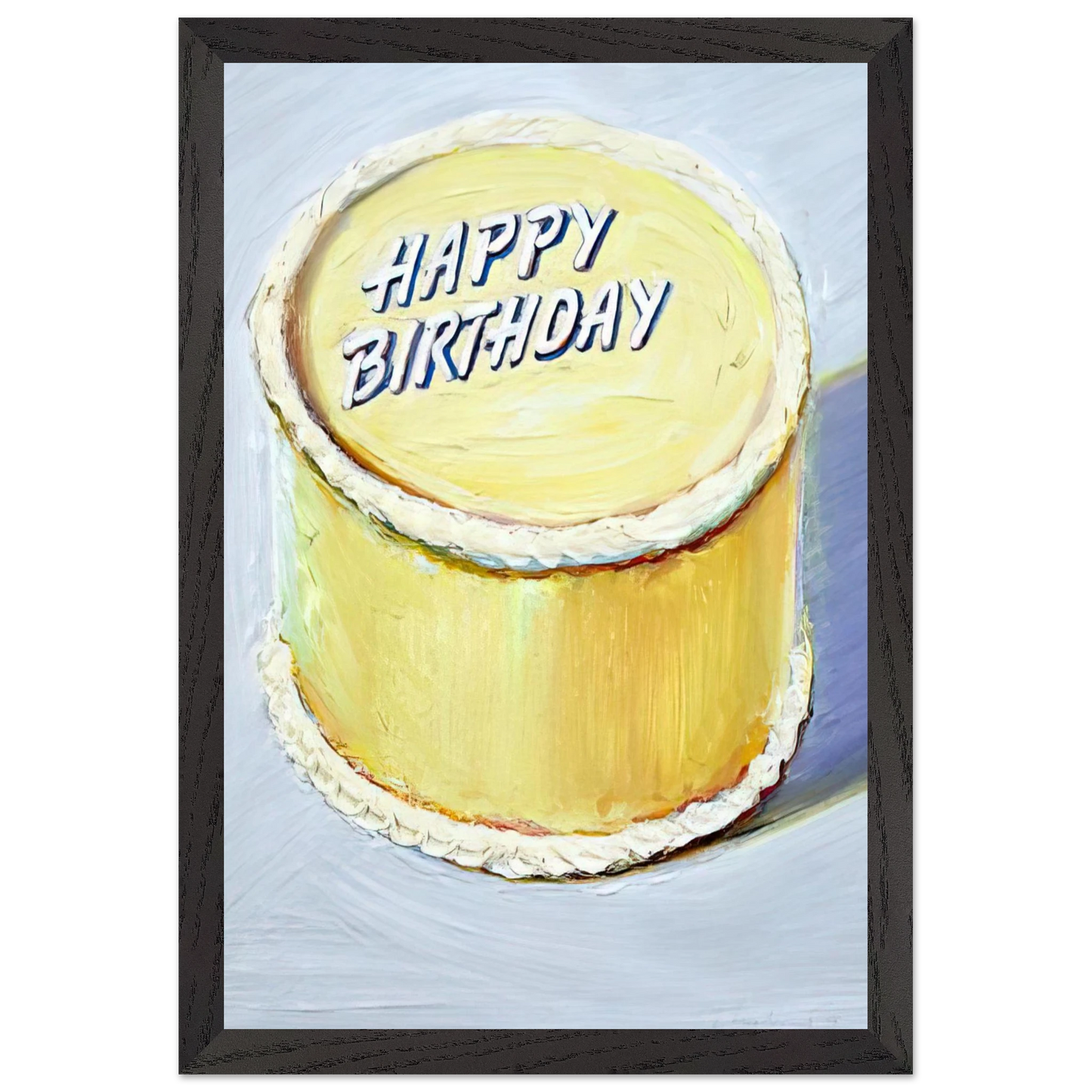 Wayne Thiebaud - Happy Birthday Cake - 1975 Wall Art - 21x29.7 cm / 8x12" - Premium Wooden Framed Poster With Fine Art Paper - White frame