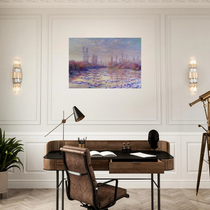 Floating Ice on the Seine - claude monet Brushed Aluminum Print - 70x100 cm / 28x40 inches | claude monet Aluminum Print | claude monet Prints