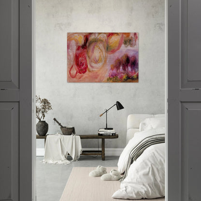 Roses with a Landscape - Pierre-Auguste Renoir Brushed Aluminum Print - 70x100 cm / 28x40 inches | Pierre-Auguste Renoir Aluminum Print | Pierre-Auguste Renoir Prints
