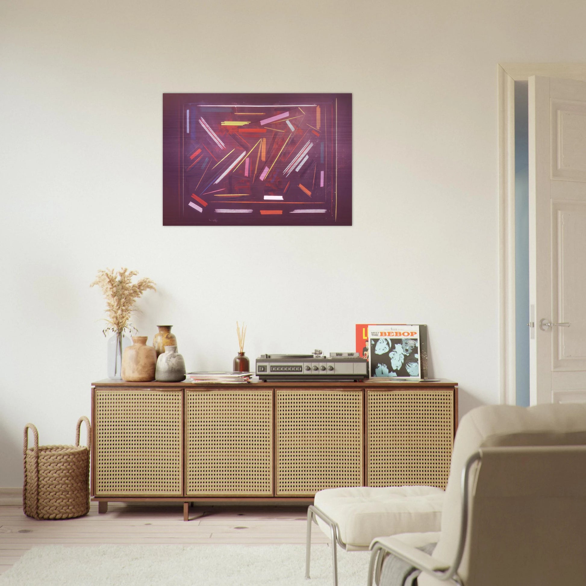 Brown Line Painting - 1968 - Ronnie Landfield Brushed Aluminum Print - 70x100 cm / 28x40 inches | Ronnie Landfield Aluminum Print | Ronnie Landfield Prints