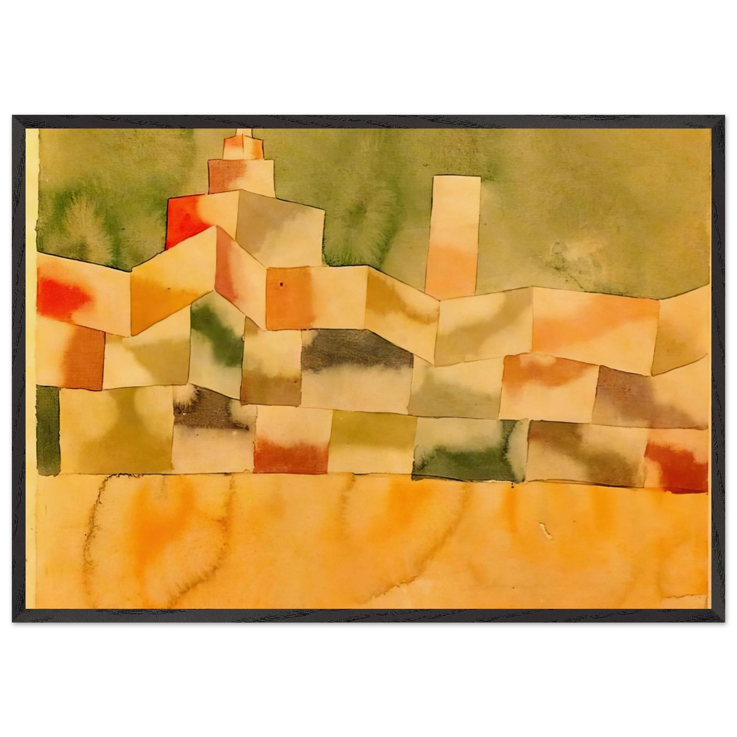 ORIENTAL ARCHITECTURE 1929 - Paul Klee 70x100 cm / 28x40 inches Framed Art Print – Black Wooden Frame