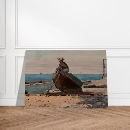 WAITING FOR DAD - Winslow Homer Brushed Aluminum Print - 70x100 cm / 28x40 inches | Winslow Homer Aluminum Print | Winslow Homer Prints