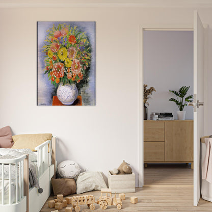 BOUQUET OF VARIOUS FLOWERS AND MIMOSA - Moise Kisling Brushed Aluminum Print - 70x100 cm / 28x40 inches | Moise Kisling Aluminum Print | Moise Kisling Prints