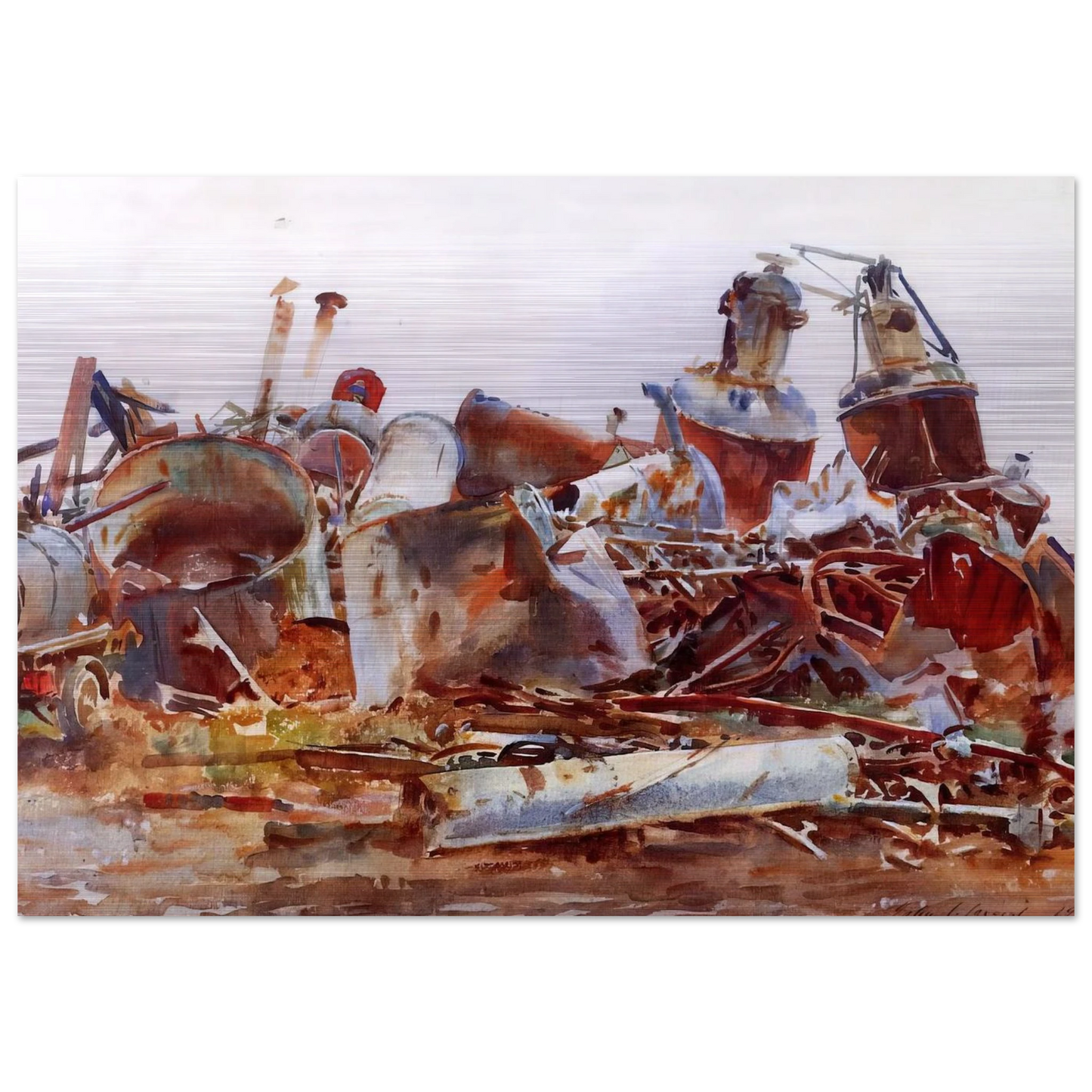 A Wrecked Sugar Refinery - John Singer Sargent Brushed Aluminum Print - 70x100 cm / 28x40 inches | John Singer Sargent Aluminum Print | John Singer Sargent Prints