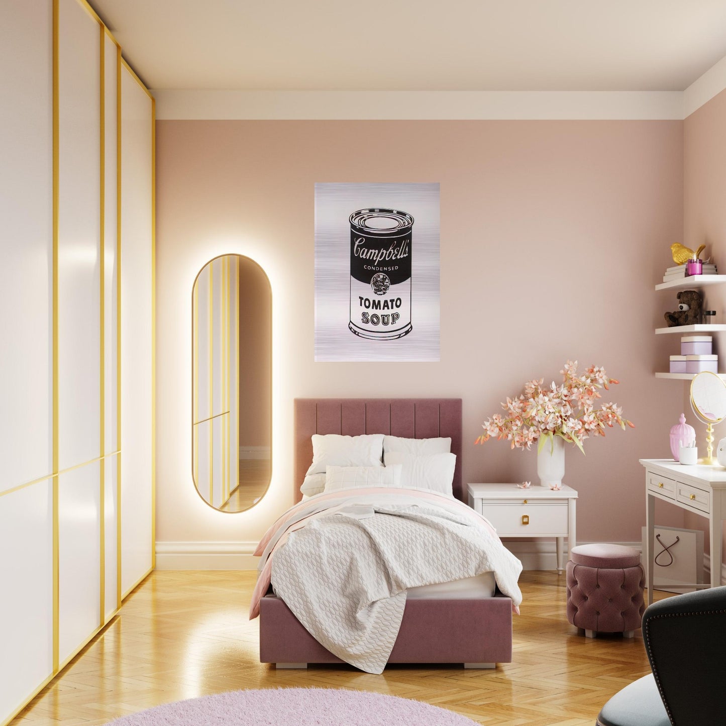 Campbell's Soup Can  Tomato -Retrospective Series - Andy Warhol Brushed Aluminum Print - 70x100 cm / 28x40 inches | Andy Warhol Aluminum Print | Andy Warhol Prints