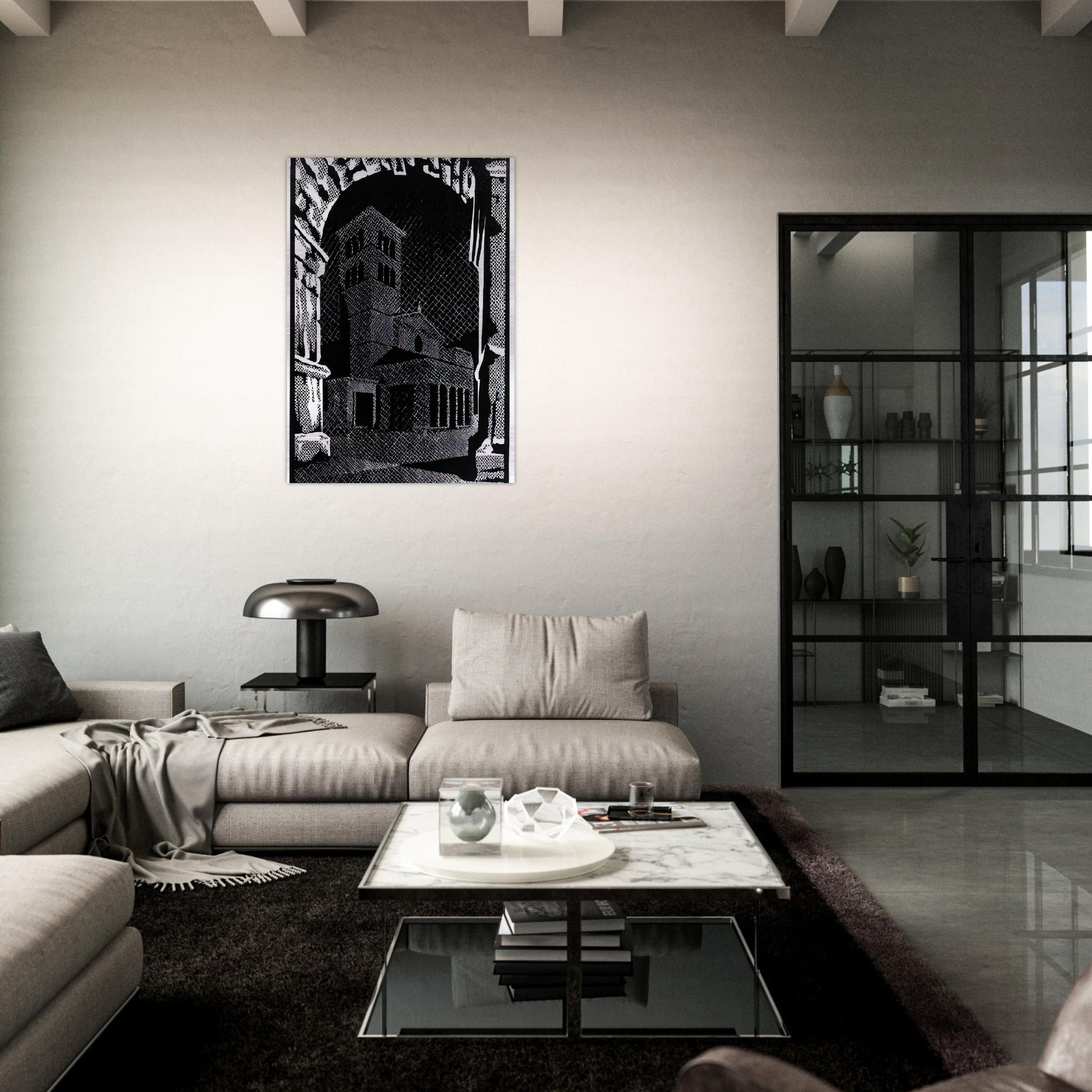 NOCTURNAL ROME 3 - MC Escher Brushed Aluminum Print - 70x100 cm / 28x40 inches | MC Escher Aluminum Print | MC Escher Prints