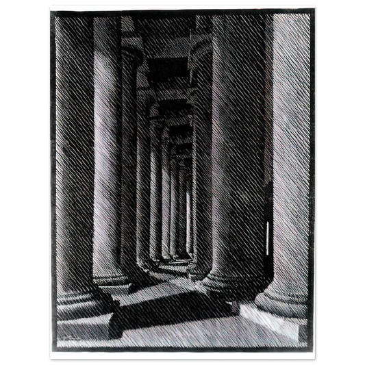 MC Escher - NOCTURNAL ROME COLONADE OF ST PETER S Wall Art - 21x29.7 cm / 8x12" - Fine Art Poster - -