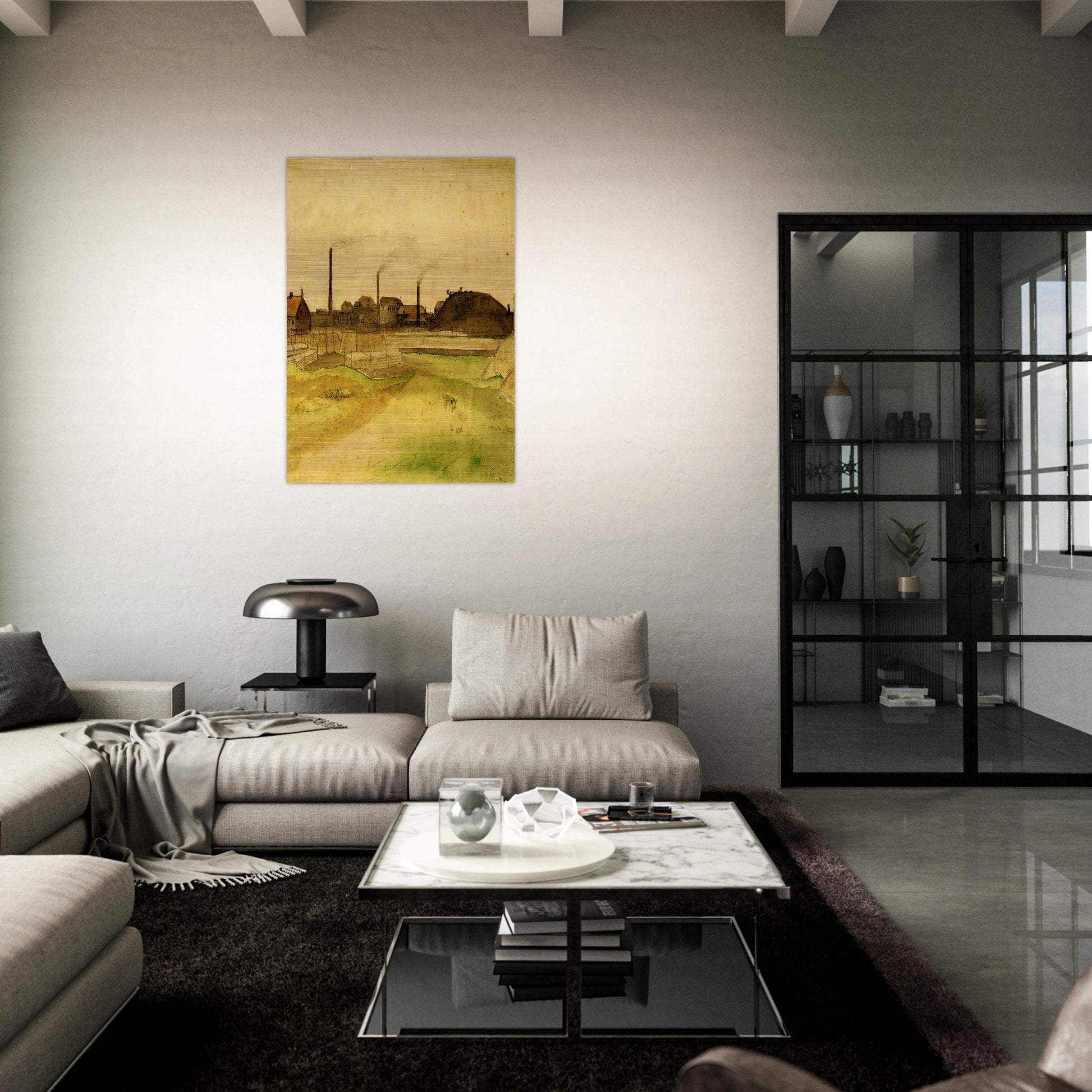 Coalmine in the Borinage - Vincent van Gogh Brushed Aluminum Print - 70x100 cm / 28x40 inches | Vincent van Gogh Aluminum Print | Vincent van Gogh Prints