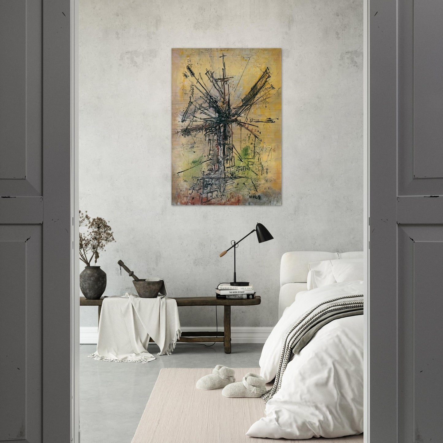 The Windmill - 1951 - Wols Brushed Aluminum Print - 70x100 cm / 28x40 inches | Wols Aluminum Print | Wols Prints
