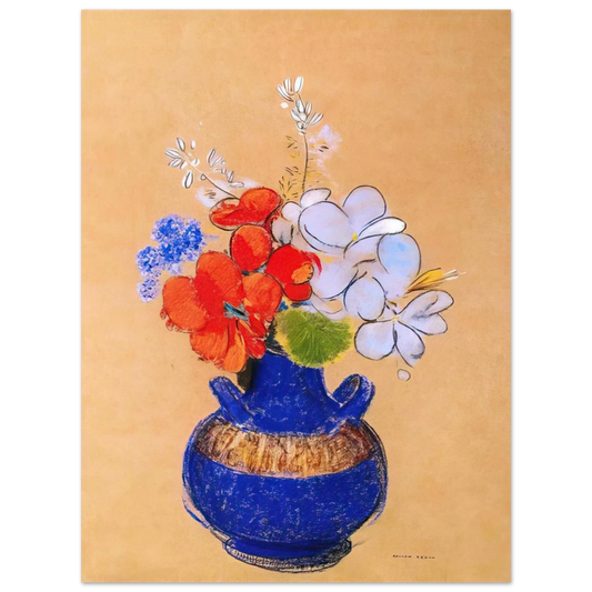 Odilon Redon - FLOWERS IN A BLUE VASE 1  75x100 cm / 30x40inches Fine Art Poster