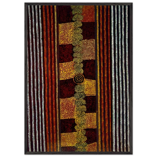 Water Track Dreaming - 1981 - Clifford Possum Tjapaltjarri 70x100 cm / 28x40 inches Framed Art Print – Black Wooden Frame