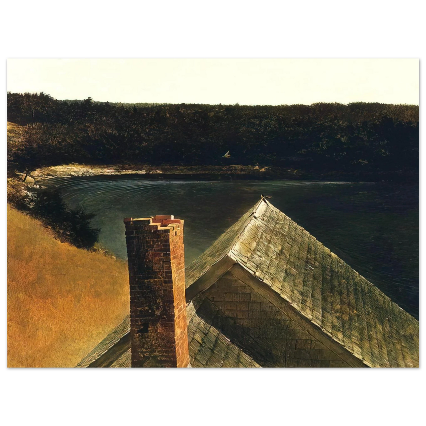 Andrew Wyeth - END OF OLSONS Wall Art - 30x40 cm / 12x16 inches - Premium Wooden Framed Poster With Fine Art Paper - White frame