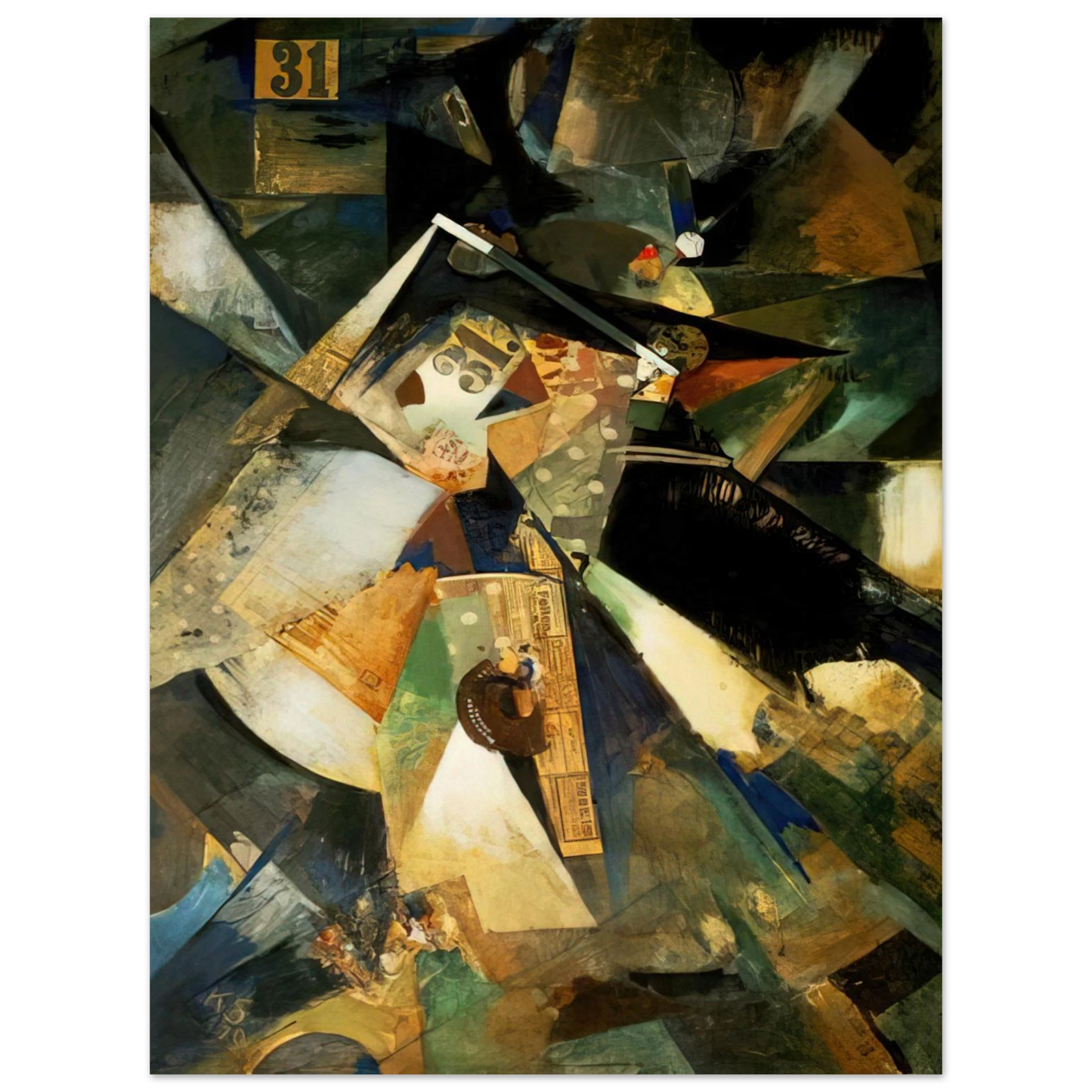 Kurt Schwitters - MERZPICTURE THIRTY ONE 1920  75x100 cm / 30x40inches Fine Art Poster