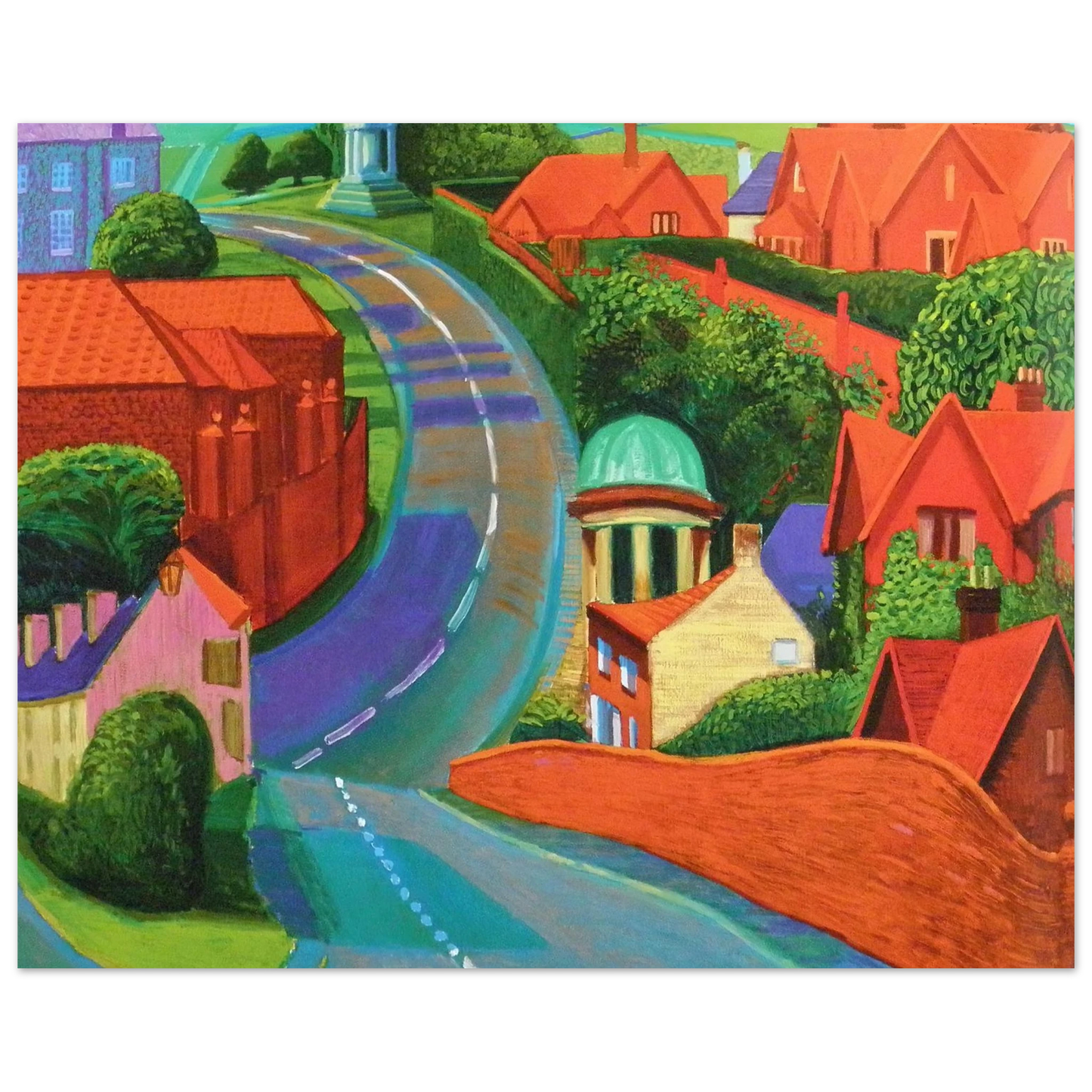 David Hockney - The Road to York Through Sledmere - 27x35 cm / 11x14 inches - Premium Wooden Framed Poster With Fine Art Paper-canvas - Black frame