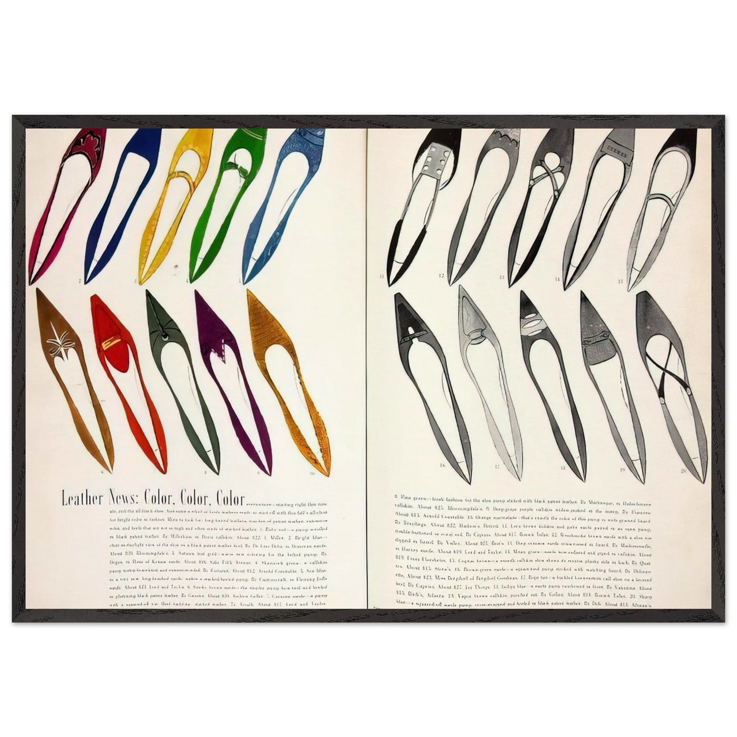 Shoe Advertisement for IMiller  Harpers Bazzar  - Andy Warhol 70x100 cm / 28x40 inches Framed Art Print – Black Wooden Frame