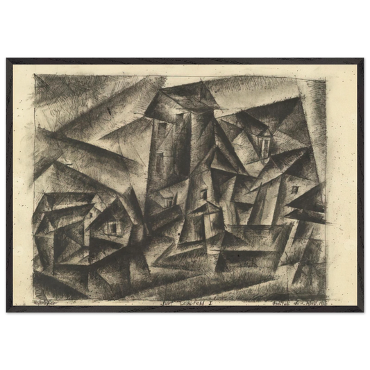 THE VILLAGE OF LEGEFELD I DORF LEGEFELD I 1916 - Lyonel Feininger 70x100 cm / 28x40 inches Framed Art Print – Black Wooden Frame