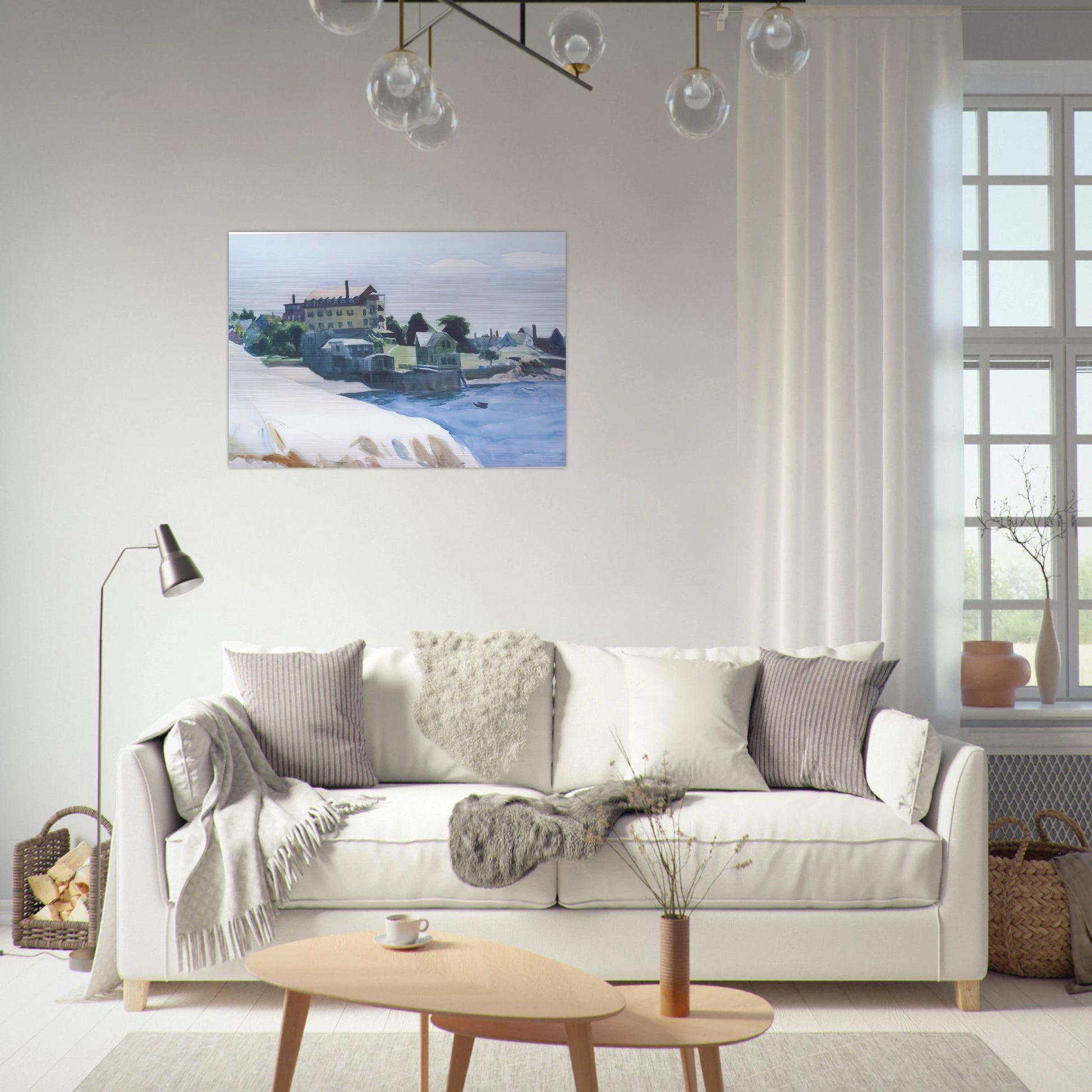 Small Town on Cove - Edward Hopper Brushed Aluminum Print - 70x100 cm / 28x40 inches | Edward Hopper Aluminum Print | Edward Hopper Prints