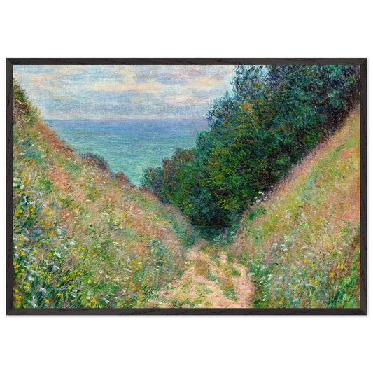 Path at La Cavee Pourville - claude monet 70x100 cm / 28x40 inches Framed Art Print – Black Wooden Frame