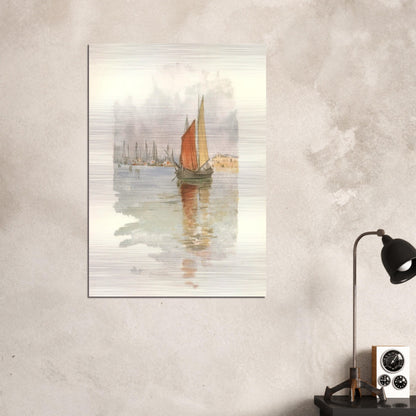 Woodboats and Dogana - Childe Hassam Brushed Aluminum Print - 70x100 cm / 28x40 inches | Childe Hassam Aluminum Print | Childe Hassam Prints